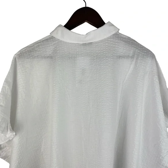Harshman | Darcy White Seersucker Ruffle Top New - Picture 5 of 10